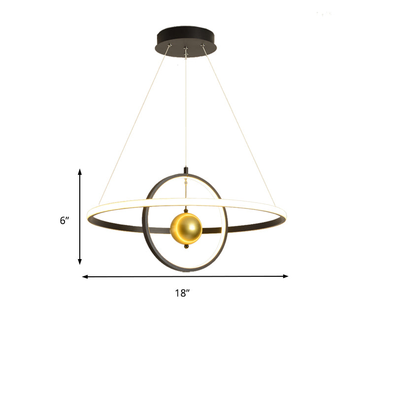 Black/White Orbit LED Ceiling Pendant Light Contemporary Acrylic Chandelier in Warm/White Light Clearhalo 'Ceiling Lights' 'Chandeliers' 'Modern Chandeliers' 'Modern' Lighting' 154899