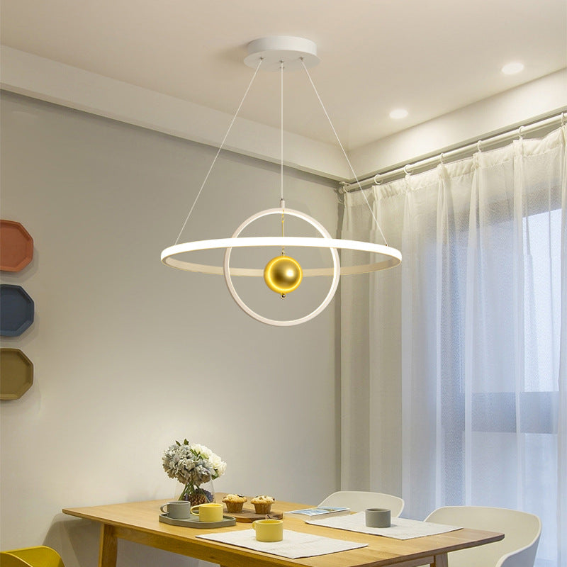 Black/White Orbit LED Ceiling Pendant Light Contemporary Acrylic Chandelier in Warm/White Light White Clearhalo 'Ceiling Lights' 'Chandeliers' 'Modern Chandeliers' 'Modern' Lighting' 154900