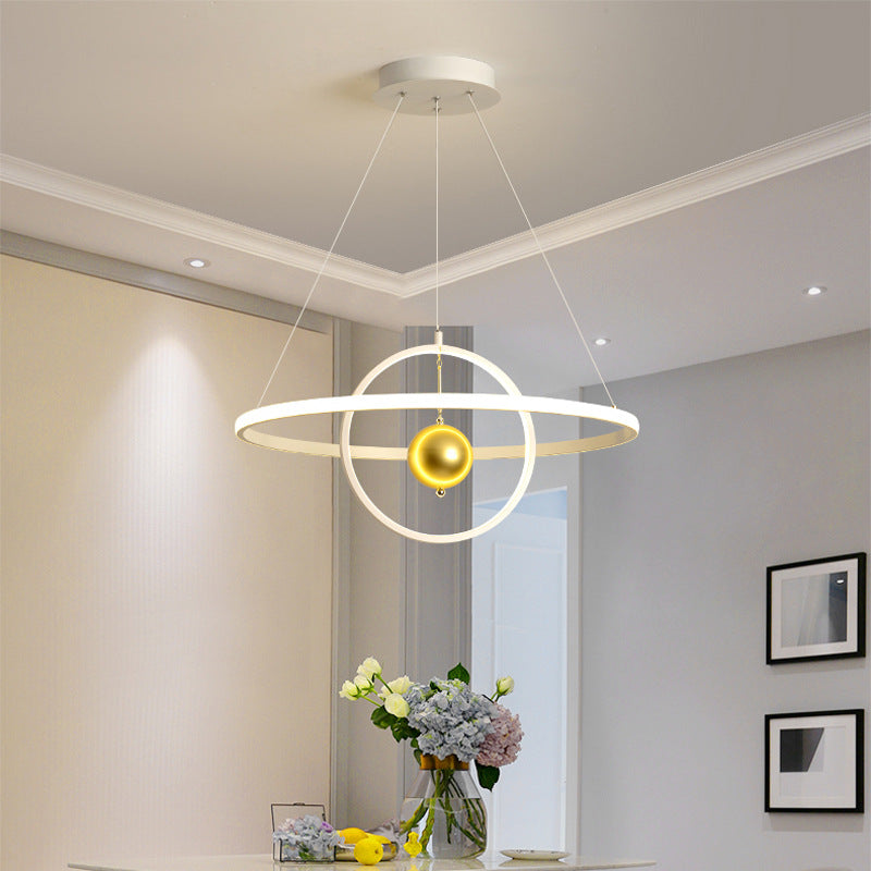 Black/White Orbit LED Ceiling Pendant Light Contemporary Acrylic Chandelier in Warm/White Light Clearhalo 'Ceiling Lights' 'Chandeliers' 'Modern Chandeliers' 'Modern' Lighting' 154901