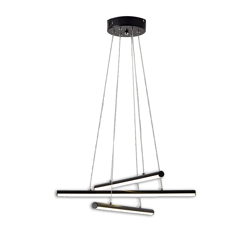 LED Dining Room Chandelier with Linear Acrylic Shade Modern Black/Gold Hanging Light Fixture in Warm/White Light Clearhalo 'Ceiling Lights' 'Chandeliers' 'Modern Chandeliers' 'Modern' Lighting' 154927