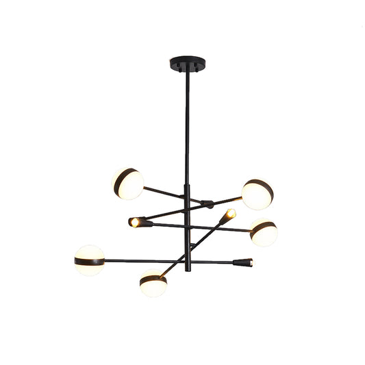 Modern Branch Iron LED Chandelier 10/12-Head Ceiling Pendant with White Glass Ball Shade Clearhalo 'Ceiling Lights' 'Chandeliers' 'Modern Chandeliers' 'Modern' Lighting' 154988