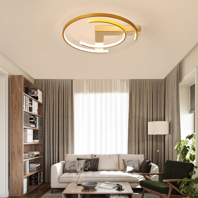 C Shaped Flush Mount Lighting Simple Style Metal Gold LED Close to Ceiling Lamp for Bedroom, 16"/19.5" W Gold Clearhalo 'Ceiling Lights' 'Close To Ceiling Lights' 'Close to ceiling' 'Flush mount' Lighting' 155004