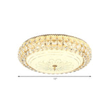 LED Round Ceiling Flush Mount Contemporary Frosted Glass Flush Light with K9 Crystal in Gold, 12"/16" Wide Clearhalo 'Ceiling Lights' 'Close To Ceiling Lights' 'Close to ceiling' 'Flush mount' Lighting' 155027