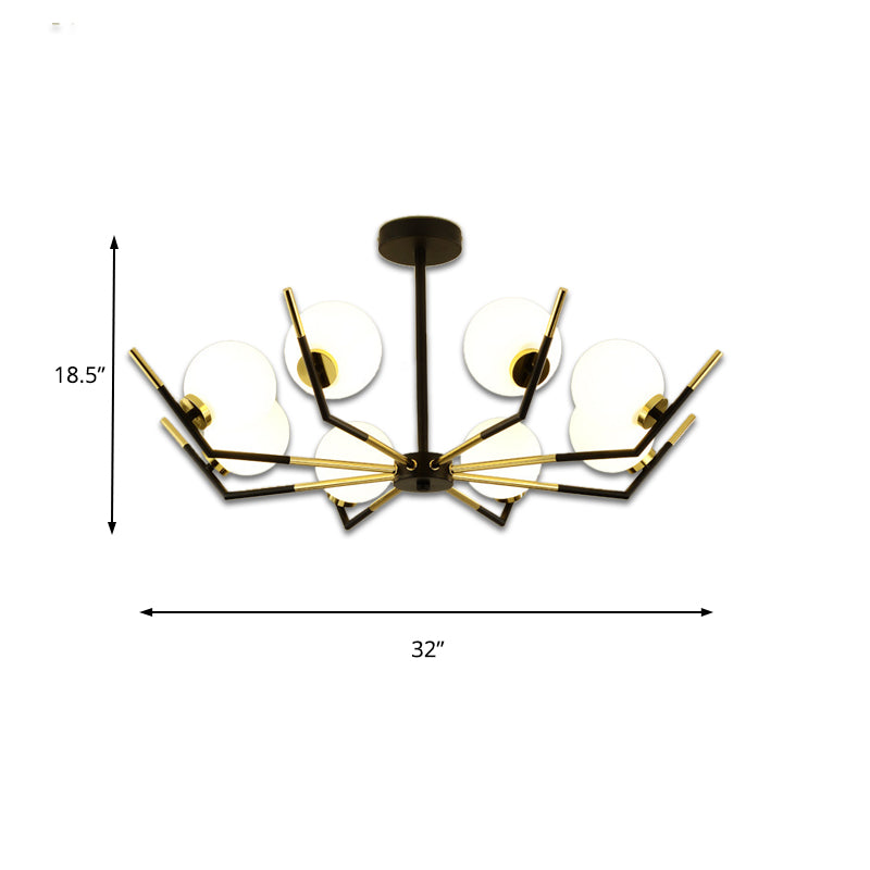 Iron Claw-Shaped Up Chandelier Contemporary 6/8/10 Lights Ceiling Pendant with White Glass Shade Clearhalo 'Ceiling Lights' 'Chandeliers' 'Glass shade' 'Glass' 'Modern Chandeliers' 'Modern' Lighting' 155067