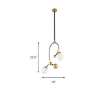 Modern Ball Hanging Lamp Iron 2/5/7-Head Bedroom Chandelier Pendant Light in Brass with White Glass Shade Clearhalo 'Ceiling Lights' 'Chandeliers' 'Glass shade' 'Glass' 'Modern Chandeliers' 'Modern' Lighting' 155098