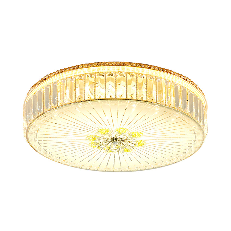 Clear Crystal Circular Ceiling Light Fixture 16"/19.5"/23.5" W Multi Light Modern Flush Mount Light with Glass Diffuser in Gold Clearhalo 'Ceiling Lights' 'Close To Ceiling Lights' 'Close to ceiling' 'Flush mount' Lighting' 155155