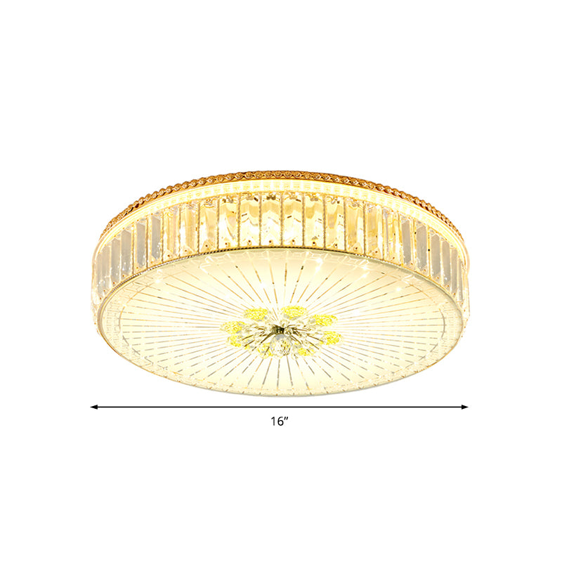 Clear Crystal Circular Ceiling Light Fixture 16"/19.5"/23.5" W Multi Light Modern Flush Mount Light with Glass Diffuser in Gold Clearhalo 'Ceiling Lights' 'Close To Ceiling Lights' 'Close to ceiling' 'Flush mount' Lighting' 155156