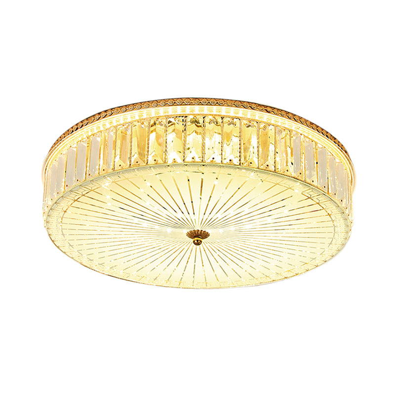 Clear Crystal Circular Ceiling Light Fixture 16"/19.5"/23.5" W Multi Light Modern Flush Mount Light with Glass Diffuser in Gold Clearhalo 'Ceiling Lights' 'Close To Ceiling Lights' 'Close to ceiling' 'Flush mount' Lighting' 155165