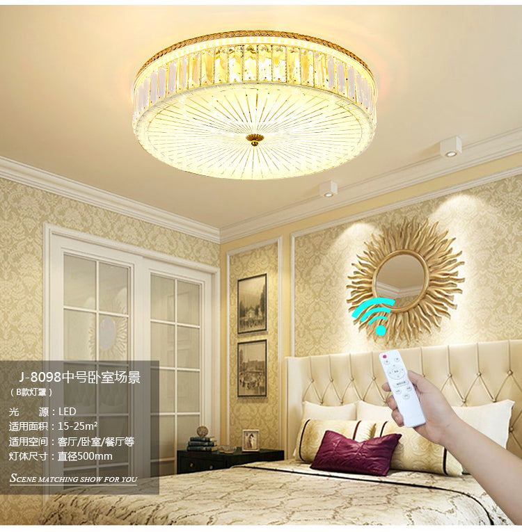 Clear Crystal Circular Ceiling Light Fixture 16"/19.5"/23.5" W Multi Light Modern Flush Mount Light with Glass Diffuser in Gold Gold 16" A Clearhalo 'Ceiling Lights' 'Close To Ceiling Lights' 'Close to ceiling' 'Flush mount' Lighting' 155166