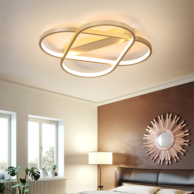 Oval Linear Flush Ceiling Light Contemporary Metal Gold Integrated LED Bedroom Ceiling Fixture in Warm/White, 19.5"/23.5" Wide Clearhalo 'Ceiling Lights' 'Close To Ceiling Lights' 'Close to ceiling' 'Flush mount' Lighting' 155200