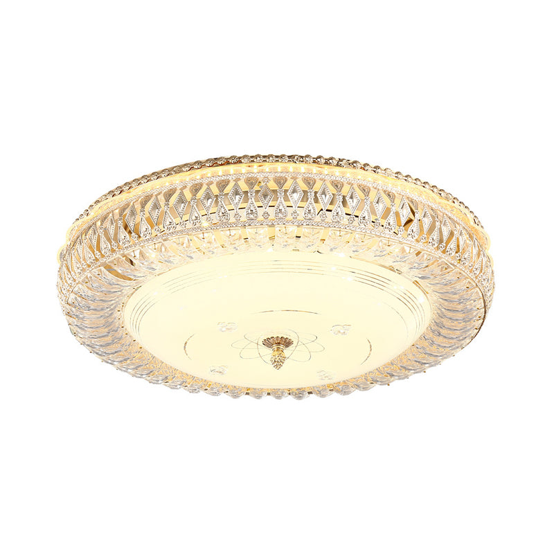 Gold Circular Ceiling Light Fixture Modernism Clear Crystal LED Flush Mount Lighting with Frosted Glass Diffuser Clearhalo 'Ceiling Lights' 'Close To Ceiling Lights' 'Close to ceiling' 'Flush mount' Lighting' 155216