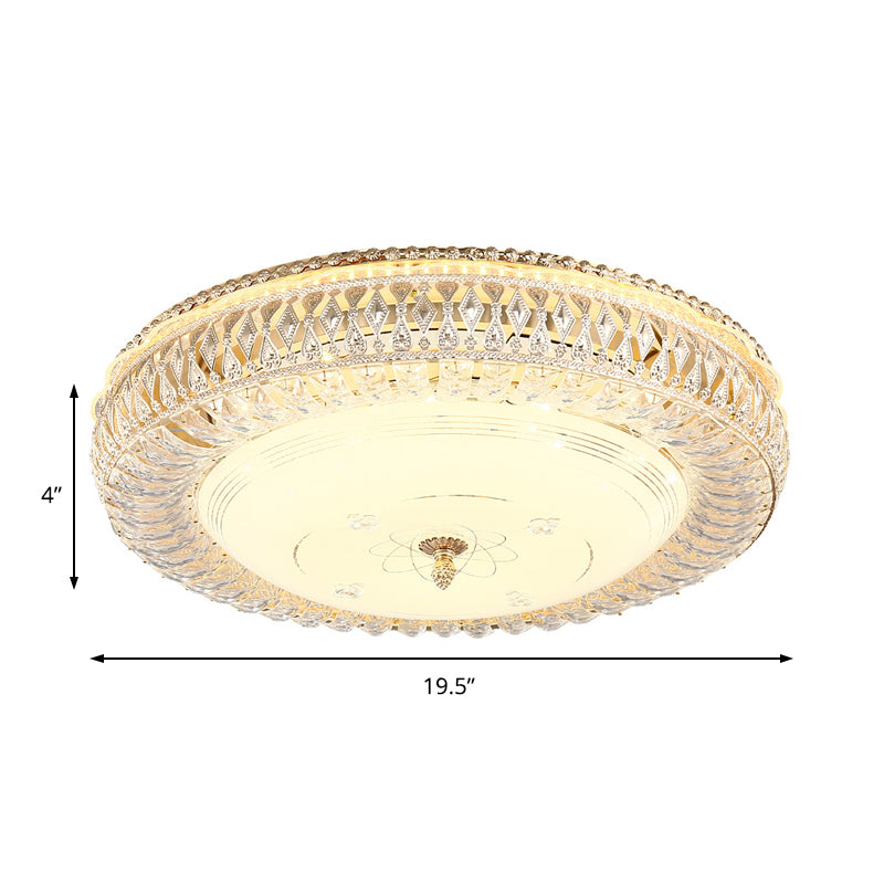 Gold Circular Ceiling Light Fixture Modernism Clear Crystal LED Flush Mount Lighting with Frosted Glass Diffuser Clearhalo 'Ceiling Lights' 'Close To Ceiling Lights' 'Close to ceiling' 'Flush mount' Lighting' 155217