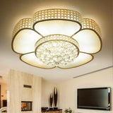 16"/23.5" W Flower Ceiling Lamp Modern Style Crystal and Glass Multi Head Flush Ceiling Light in Gold Gold 16" Clearhalo 'Ceiling Lights' 'Close To Ceiling Lights' 'Close to ceiling' 'Flush mount' Lighting' 155221