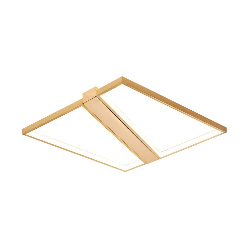 Gold Metal Spliced Square Ceiling Flush Mount Modern 18"/23.5" W LED Flush Mount Light for Bedroom in Warm/White Clearhalo 'Ceiling Lights' 'Close To Ceiling Lights' 'Close to ceiling' 'Flush mount' Lighting' 155238