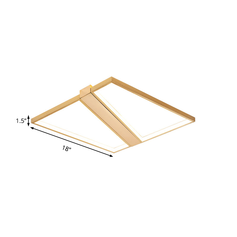 Gold Metal Spliced Square Ceiling Flush Mount Modern 18"/23.5" W LED Flush Mount Light for Bedroom in Warm/White Clearhalo 'Ceiling Lights' 'Close To Ceiling Lights' 'Close to ceiling' 'Flush mount' Lighting' 155239