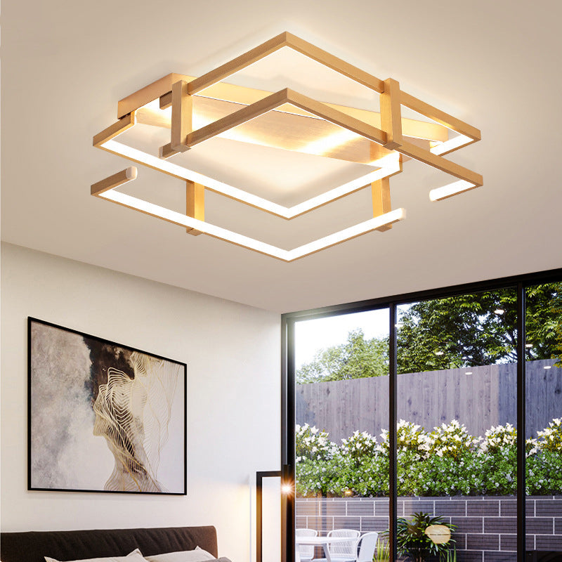 Aluminum Frame Flush Mount Light Fixture Nordic Gold LED Bedroom Ceiling Lamp in Warm/White, 18"/23.5" W Gold Clearhalo 'Ceiling Lights' 'Close To Ceiling Lights' 'Close to ceiling' 'Flush mount' Lighting' 155259