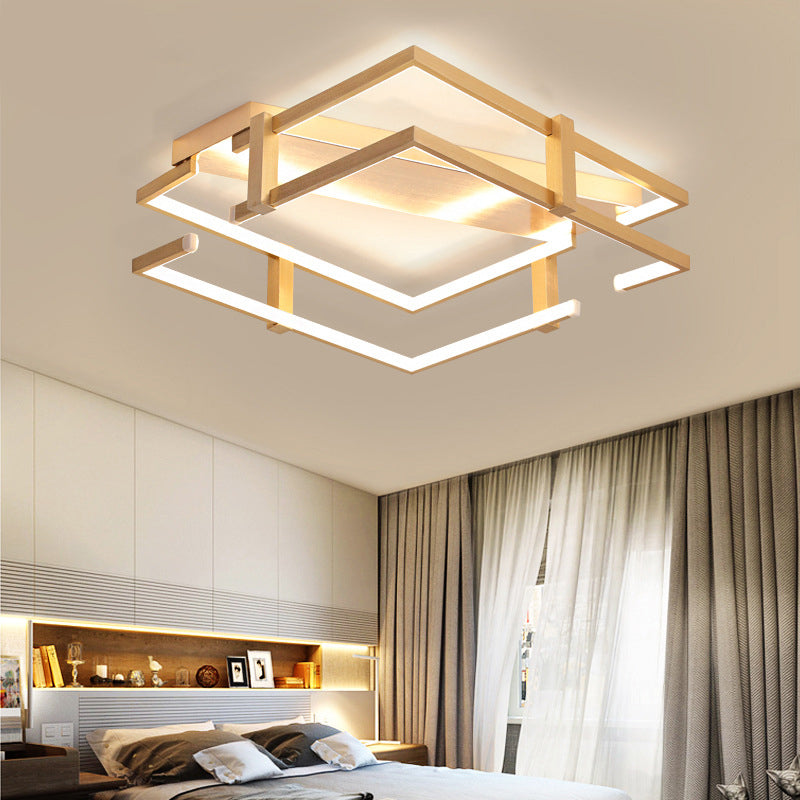 Aluminum Frame Flush Mount Light Fixture Nordic Gold LED Bedroom Ceiling Lamp in Warm/White, 18"/23.5" W Clearhalo 'Ceiling Lights' 'Close To Ceiling Lights' 'Close to ceiling' 'Flush mount' Lighting' 155260