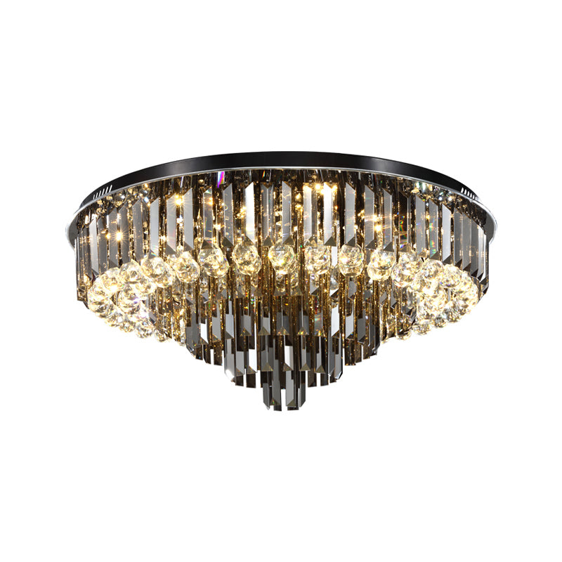 Smoke Gray Layered Flush-Mount Light Modern Style Crystal LED Ceiling Light Fixture for Bedroom, 19.5"/23.5" Wide Clearhalo 'Ceiling Lights' 'Close To Ceiling Lights' 'Close to ceiling' 'Flush mount' Lighting' 155276