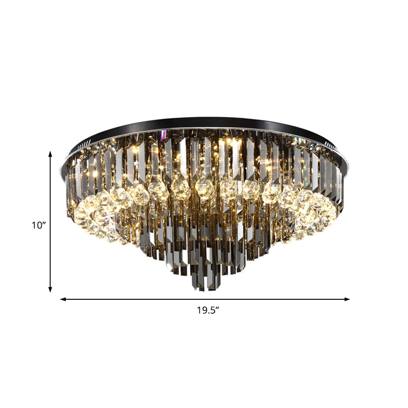 Smoke Gray Layered Flush-Mount Light Modern Style Crystal LED Ceiling Light Fixture for Bedroom, 19.5"/23.5" Wide Clearhalo 'Ceiling Lights' 'Close To Ceiling Lights' 'Close to ceiling' 'Flush mount' Lighting' 155277