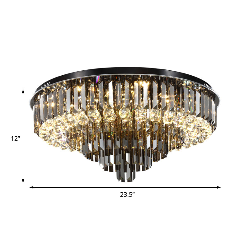 Smoke Gray Layered Flush-Mount Light Modern Style Crystal LED Ceiling Light Fixture for Bedroom, 19.5"/23.5" Wide Clearhalo 'Ceiling Lights' 'Close To Ceiling Lights' 'Close to ceiling' 'Flush mount' Lighting' 155278