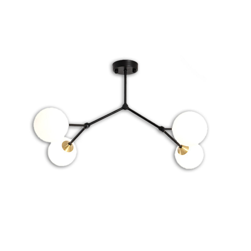 Modern Ball Pendant Light Clear/Milky White Glass 4/5/6-Head Dining Room Chandelier with Black/Gold Arm Clearhalo 'Ceiling Lights' 'Chandeliers' 'Glass shade' 'Glass' 'Modern Chandeliers' 'Modern' Lighting' 155290