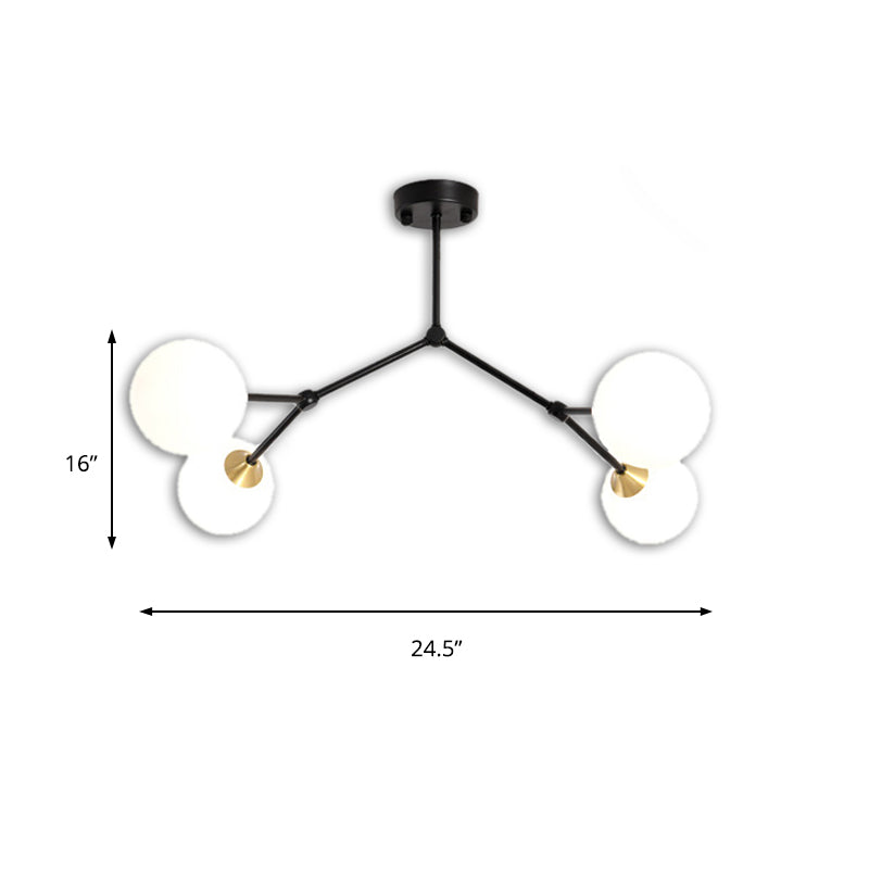 Modern Ball Pendant Light Clear/Milky White Glass 4/5/6-Head Dining Room Chandelier with Black/Gold Arm Clearhalo 'Ceiling Lights' 'Chandeliers' 'Glass shade' 'Glass' 'Modern Chandeliers' 'Modern' Lighting' 155291