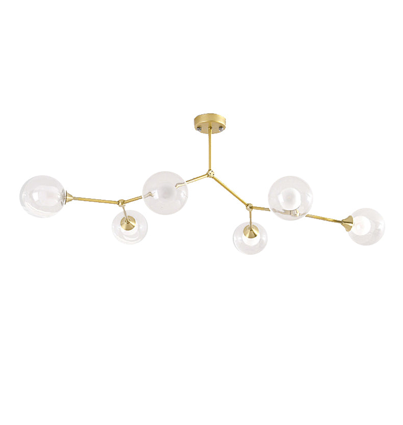 Modern Ball Pendant Light Clear/Milky White Glass 4/5/6-Head Dining Room Chandelier with Black/Gold Arm Clearhalo 'Ceiling Lights' 'Chandeliers' 'Glass shade' 'Glass' 'Modern Chandeliers' 'Modern' Lighting' 155306