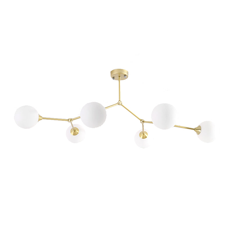 Modern Ball Pendant Light Clear/Milky White Glass 4/5/6-Head Dining Room Chandelier with Black/Gold Arm Clearhalo 'Ceiling Lights' 'Chandeliers' 'Glass shade' 'Glass' 'Modern Chandeliers' 'Modern' Lighting' 155318