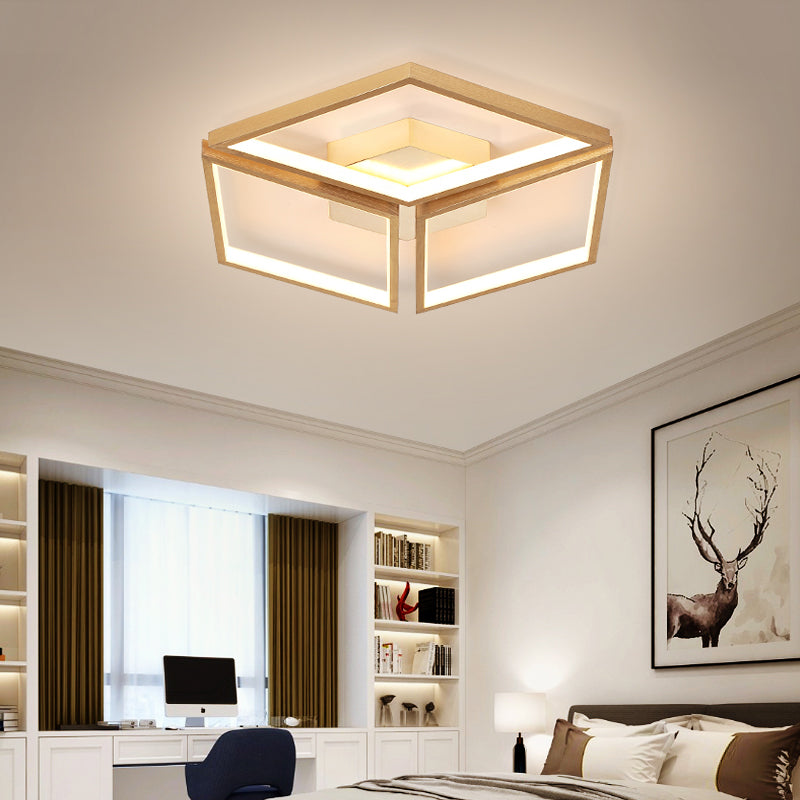 Gold Spliced Rhombus Flush Ceiling Light Nordic Metal Bedroom Integrated LED Ceiling Flush Mount in Warm/White, 18"/23.5" W Gold Clearhalo 'Ceiling Lights' 'Close To Ceiling Lights' 'Close to ceiling' 'Flush mount' Lighting' 155338