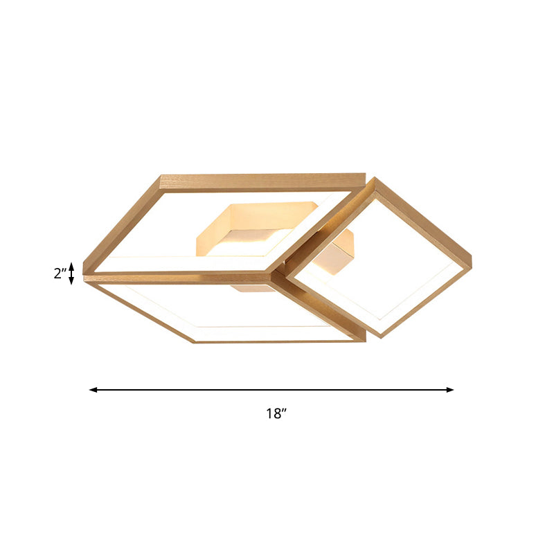 Gold Spliced Rhombus Flush Ceiling Light Nordic Metal Bedroom Integrated LED Ceiling Flush Mount in Warm/White, 18"/23.5" W Clearhalo 'Ceiling Lights' 'Close To Ceiling Lights' 'Close to ceiling' 'Flush mount' Lighting' 155341