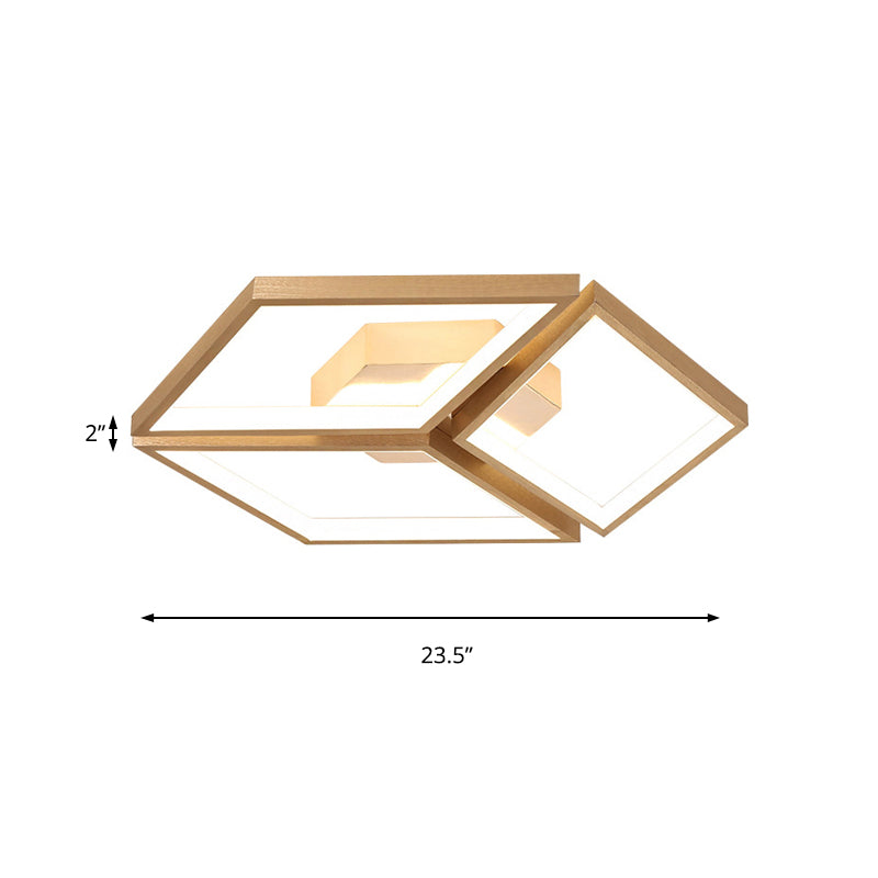 Gold Spliced Rhombus Flush Ceiling Light Nordic Metal Bedroom Integrated LED Ceiling Flush Mount in Warm/White, 18"/23.5" W Clearhalo 'Ceiling Lights' 'Close To Ceiling Lights' 'Close to ceiling' 'Flush mount' Lighting' 155342