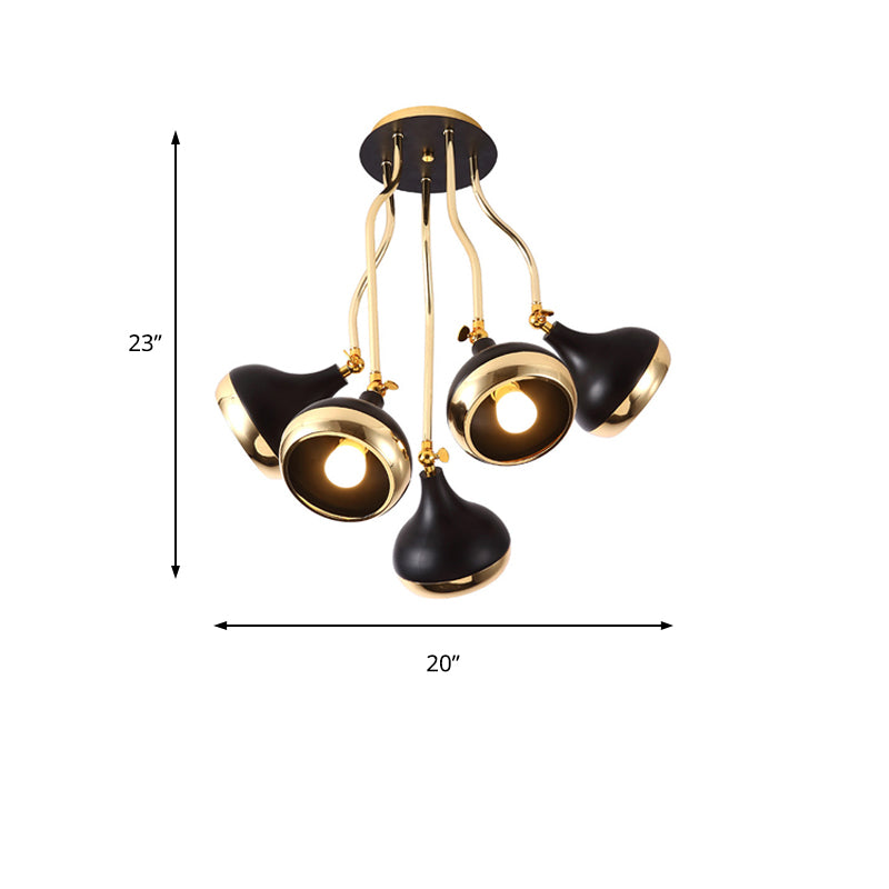 Dome Iron Chandelier Modern Industrial 3/5-Head Black Hanging Ceiling Light with Rotatable Design Clearhalo 'Ceiling Lights' 'Chandeliers' 'Modern Chandeliers' 'Modern' Lighting' 155346