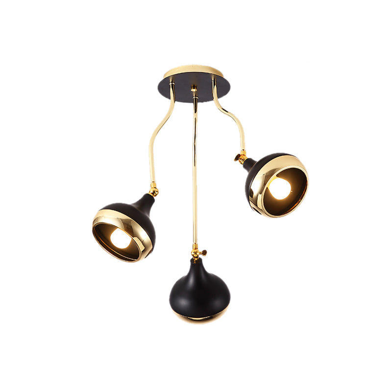 Dome Iron Chandelier Modern Industrial 3/5-Head Black Hanging Ceiling Light with Rotatable Design Clearhalo 'Ceiling Lights' 'Chandeliers' 'Modern Chandeliers' 'Modern' Lighting' 155349