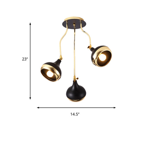 Dome Iron Chandelier Modern Industrial 3/5-Head Black Hanging Ceiling Light with Rotatable Design Clearhalo 'Ceiling Lights' 'Chandeliers' 'Modern Chandeliers' 'Modern' Lighting' 155350