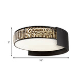 16"/23.5" W Crystal Prism Flushmount Lighting Contemporary LED Flush Mount Lamp with Round Shade in Black Clearhalo 'Ceiling Lights' 'Close To Ceiling Lights' 'Close to ceiling' 'Flush mount' Lighting' 155358