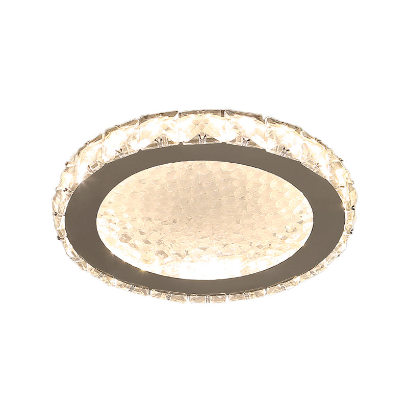 LED Round Flush Ceiling Light Modern Acrylic Flush Mount Light with Clear Crystal Accent in White, Warm/White Lighting Clearhalo 'Ceiling Lights' 'Close To Ceiling Lights' 'Close to ceiling' 'Flush mount' Lighting' 155362