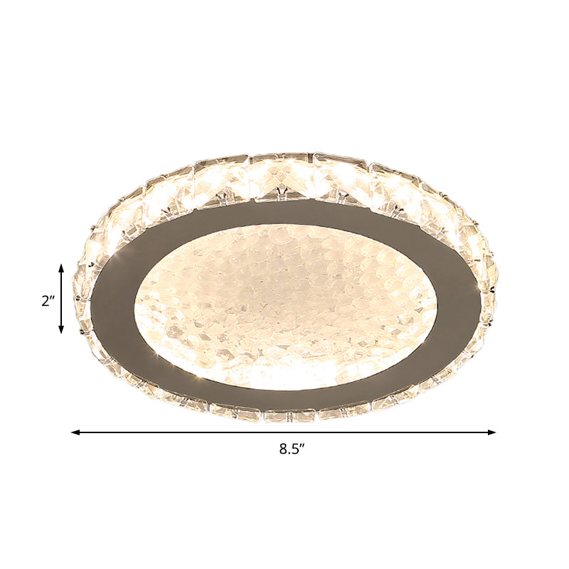 LED Round Flush Ceiling Light Modern Acrylic Flush Mount Light with Clear Crystal Accent in White, Warm/White Lighting Clearhalo 'Ceiling Lights' 'Close To Ceiling Lights' 'Close to ceiling' 'Flush mount' Lighting' 155363