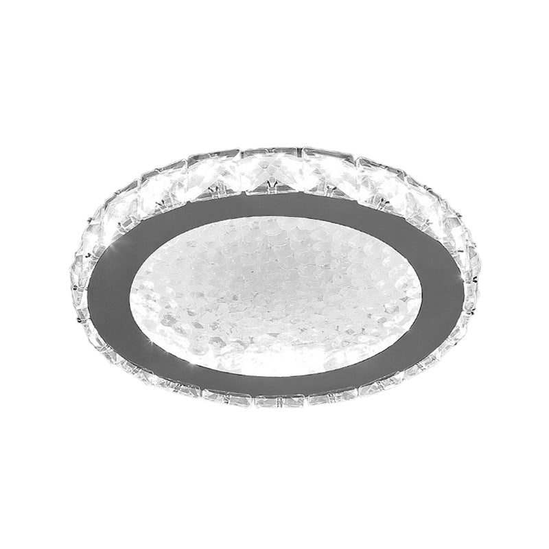 LED Round Flush Ceiling Light Modern Acrylic Flush Mount Light with Clear Crystal Accent in White, Warm/White Lighting Clearhalo 'Ceiling Lights' 'Close To Ceiling Lights' 'Close to ceiling' 'Flush mount' Lighting' 155366