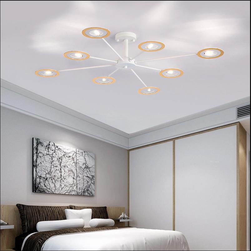 Iron Sputnik Chandelier Contemporary 6/8-Head Hanging Lamp in Black/White/Black-Gold for Bedroom 8 White-Gold Clearhalo 'Ceiling Lights' 'Chandeliers' 'Modern Chandeliers' 'Modern' Lighting' 155388