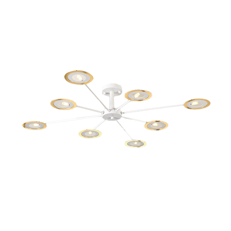 Iron Sputnik Chandelier Contemporary 6/8-Head Hanging Lamp in Black/White/Black-Gold for Bedroom Clearhalo 'Ceiling Lights' 'Chandeliers' 'Modern Chandeliers' 'Modern' Lighting' 155390