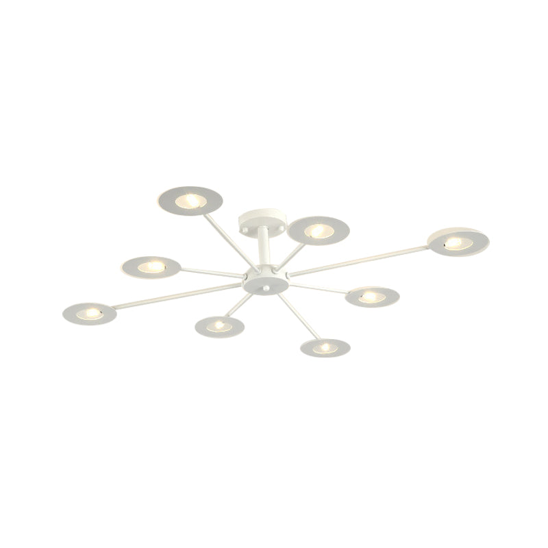 Iron Sputnik Chandelier Contemporary 6/8-Head Hanging Lamp in Black/White/Black-Gold for Bedroom Clearhalo 'Ceiling Lights' 'Chandeliers' 'Modern Chandeliers' 'Modern' Lighting' 155394