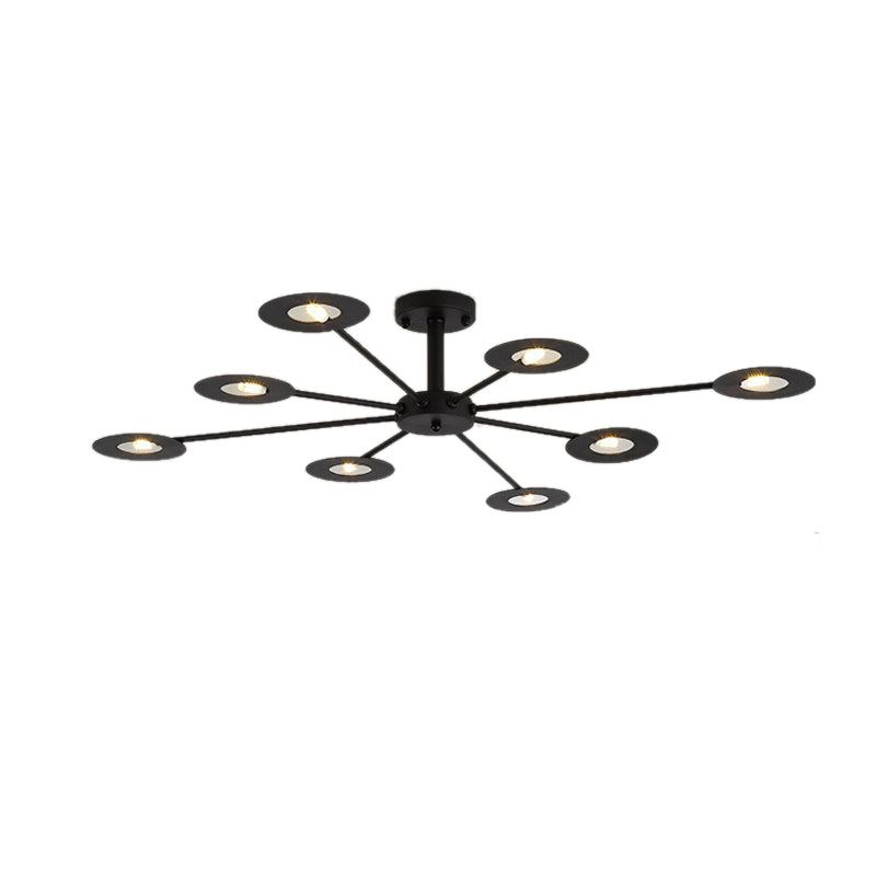 Iron Sputnik Chandelier Contemporary 6/8-Head Hanging Lamp in Black/White/Black-Gold for Bedroom Clearhalo 'Ceiling Lights' 'Chandeliers' 'Modern Chandeliers' 'Modern' Lighting' 155398