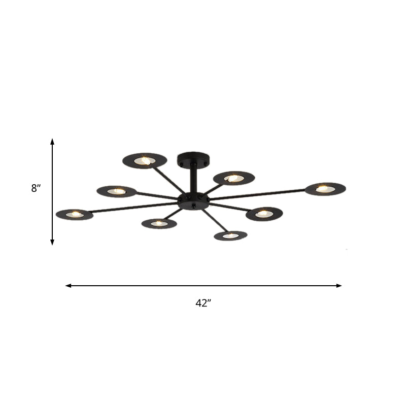 Iron Sputnik Chandelier Contemporary 6/8-Head Hanging Lamp in Black/White/Black-Gold for Bedroom Clearhalo 'Ceiling Lights' 'Chandeliers' 'Modern Chandeliers' 'Modern' Lighting' 155399