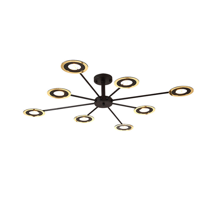 Iron Sputnik Chandelier Contemporary 6/8-Head Hanging Lamp in Black/White/Black-Gold for Bedroom Clearhalo 'Ceiling Lights' 'Chandeliers' 'Modern Chandeliers' 'Modern' Lighting' 155402