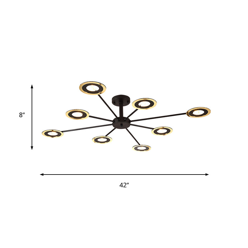 Iron Sputnik Chandelier Contemporary 6/8-Head Hanging Lamp in Black/White/Black-Gold for Bedroom Clearhalo 'Ceiling Lights' 'Chandeliers' 'Modern Chandeliers' 'Modern' Lighting' 155403