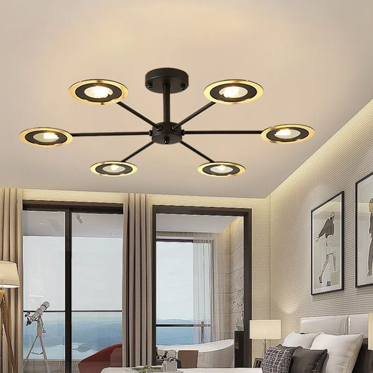 Iron Sputnik Chandelier Contemporary 6/8-Head Hanging Lamp in Black/White/Black-Gold for Bedroom Clearhalo 'Ceiling Lights' 'Chandeliers' 'Modern Chandeliers' 'Modern' Lighting' 155405
