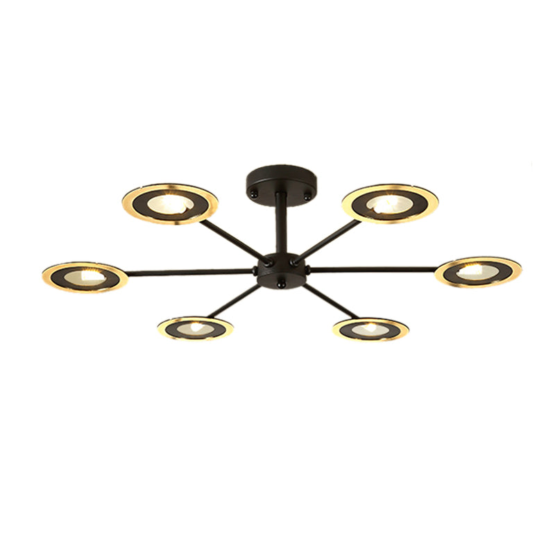 Iron Sputnik Chandelier Contemporary 6/8-Head Hanging Lamp in Black/White/Black-Gold for Bedroom Clearhalo 'Ceiling Lights' 'Chandeliers' 'Modern Chandeliers' 'Modern' Lighting' 155406