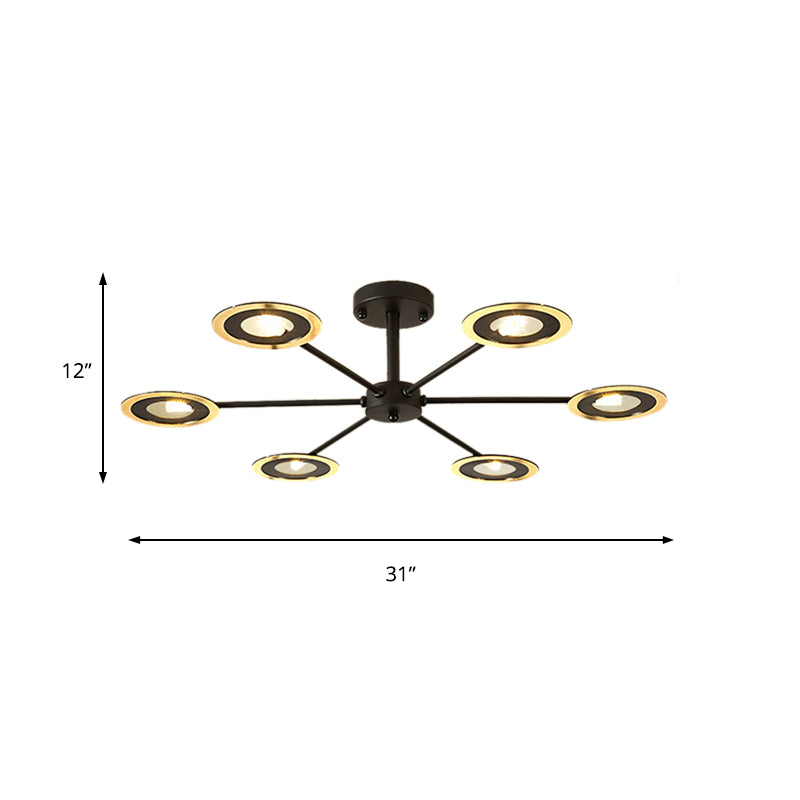 Iron Sputnik Chandelier Contemporary 6/8-Head Hanging Lamp in Black/White/Black-Gold for Bedroom Clearhalo 'Ceiling Lights' 'Chandeliers' 'Modern Chandeliers' 'Modern' Lighting' 155407