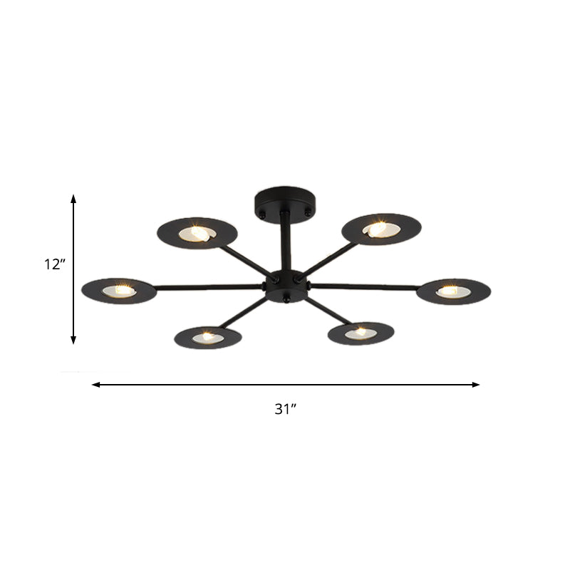 Iron Sputnik Chandelier Contemporary 6/8-Head Hanging Lamp in Black/White/Black-Gold for Bedroom Clearhalo 'Ceiling Lights' 'Chandeliers' 'Modern Chandeliers' 'Modern' Lighting' 155411