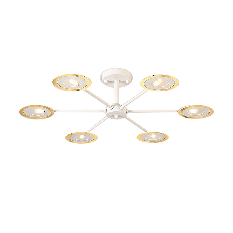 Iron Sputnik Chandelier Contemporary 6/8-Head Hanging Lamp in Black/White/Black-Gold for Bedroom Clearhalo 'Ceiling Lights' 'Chandeliers' 'Modern Chandeliers' 'Modern' Lighting' 155414